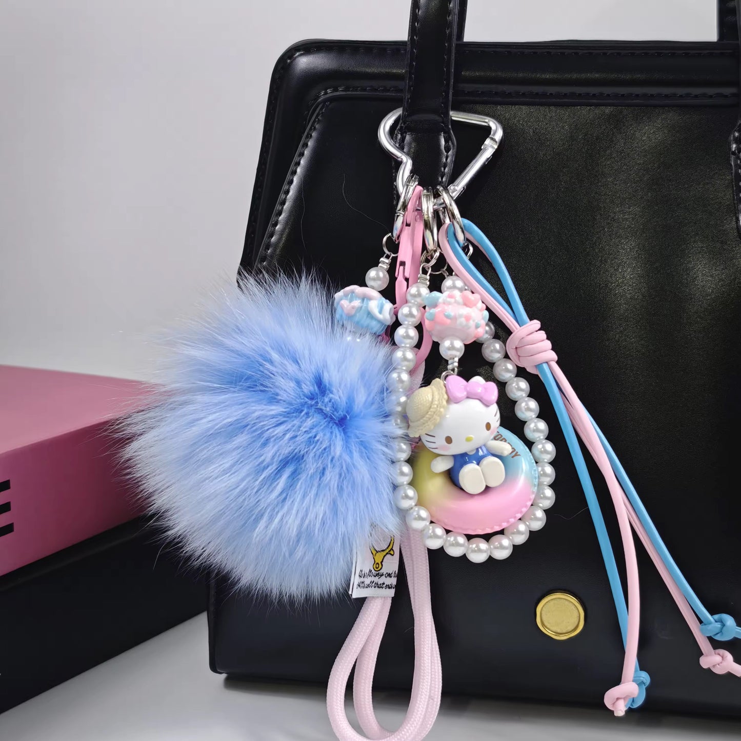 Blue Pom-Pom HK Charm Miu Style Bag Accessory