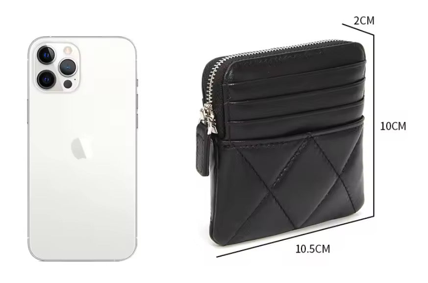 CC Korean Fashion Lambskin Leather Zip Card Wallet