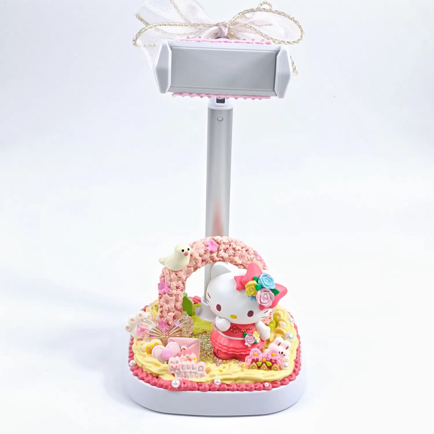 “Pink Flowery Garden" Desktop Phone Stand