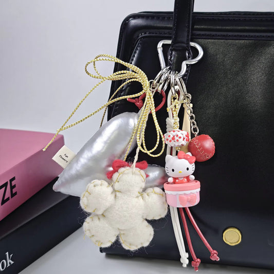 Unique Design Silver Heart HK Charm Miu Style Bag Accessory
